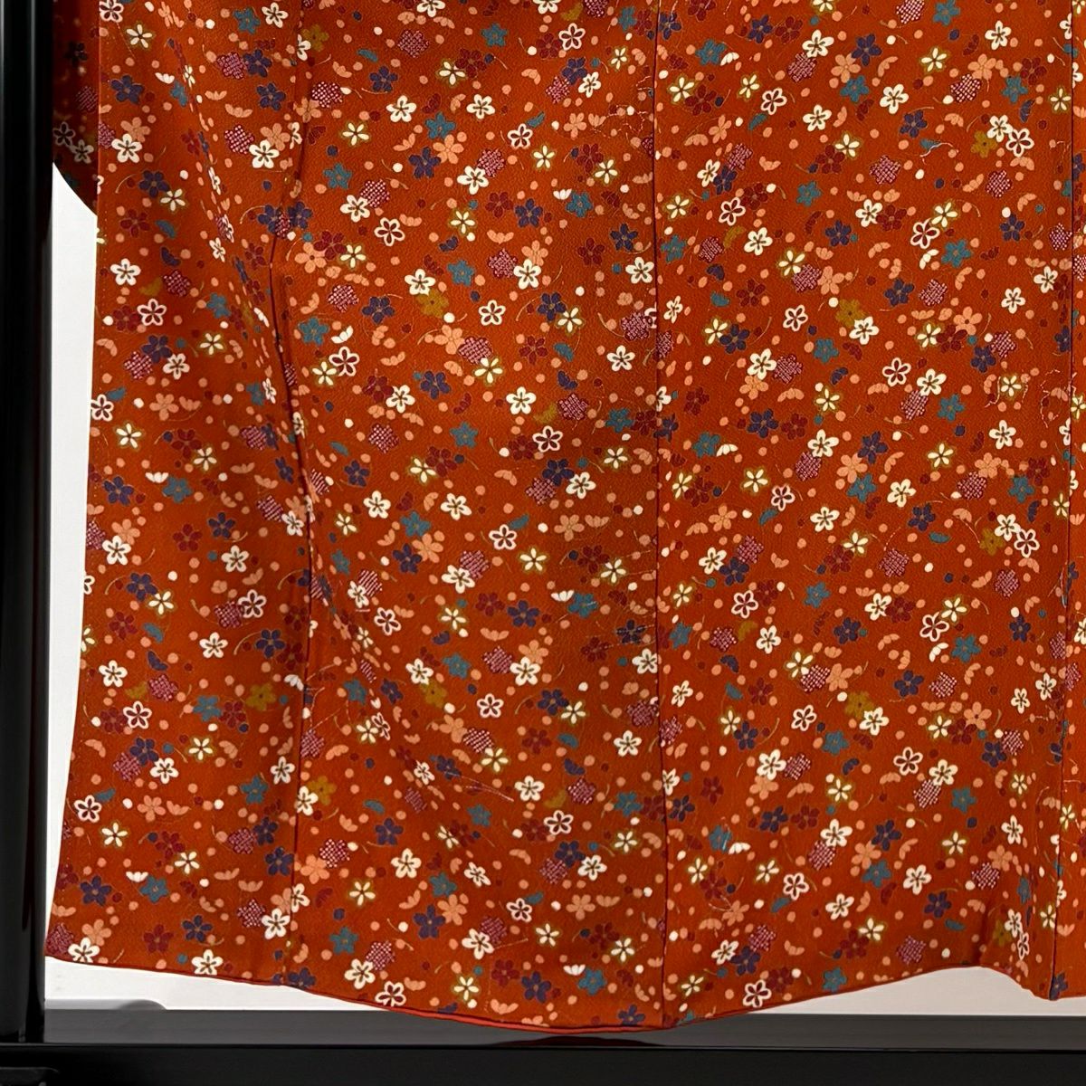 【美品】振袖禮服 身長156cm 袖長65.5cm M 雙層 花丸紋 疋田紋 金銀彩 橙色 純蠶絲 秀品級