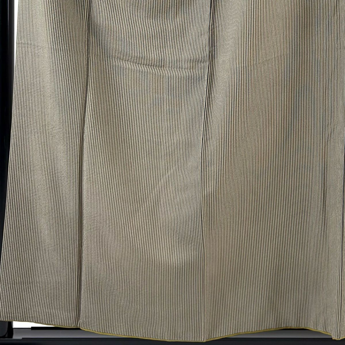 【美品】 小紋 身長156.5cm 袖長66.5cm M 雙層 縱條 灰茶 純蠶絲 秀品級