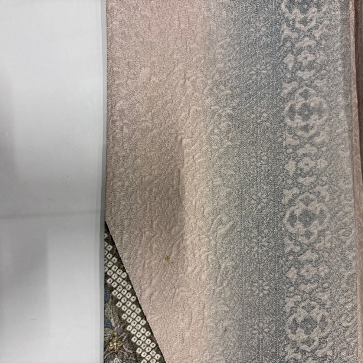付下 身長157cm 袖長62cm S 雙層 華紋 花唐草紋 薄小豆 純蠶絲 名品級