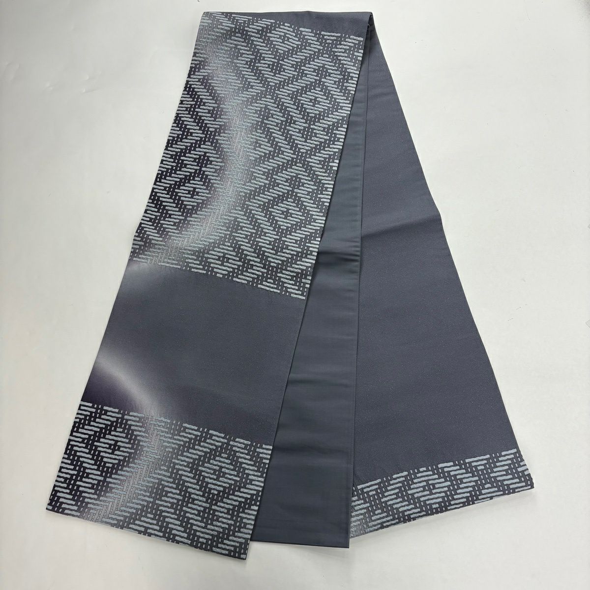 【美品】訪問服 身長159cm 袖長64cm M 雙層 袋名古屋帶套裝 紬織織 幾何圖案 茶 純蠶絲 優品級
