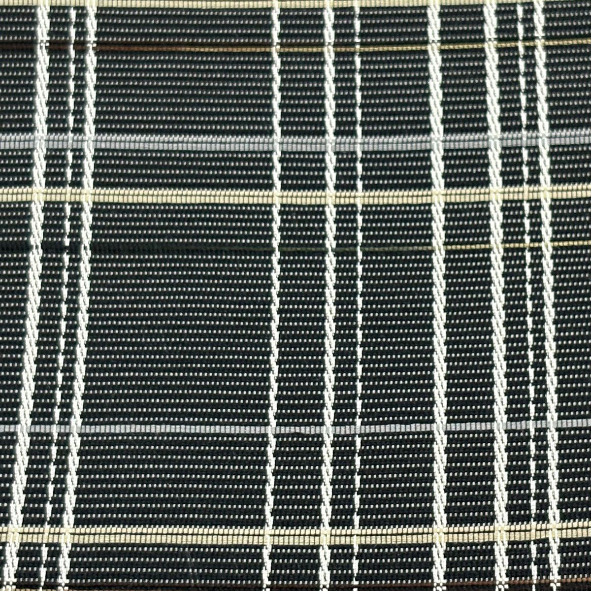 【美品】半幅帶 名品級 格子 黑 純蠶絲