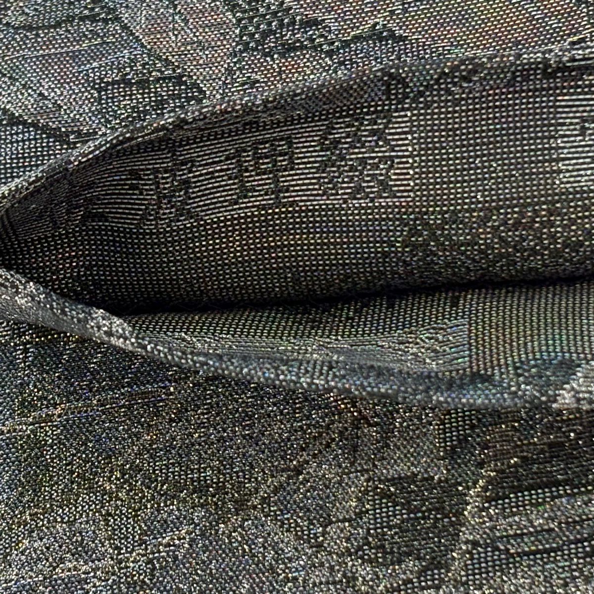 【美品】 袋帶 逸品級 佐波理 落款 佐波理綴 落葉未定 銀糸 金金箔 灰色 六通 純蠶絲
