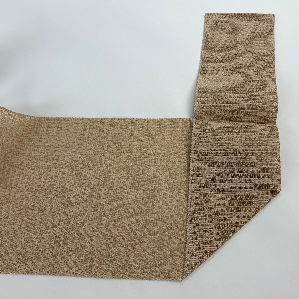 【美品】名古屋帶 逸品級 人間國寶 北村武資 夏帶 羅 八寸名古屋帶 松樹葉裁縫 米色 純蠶絲