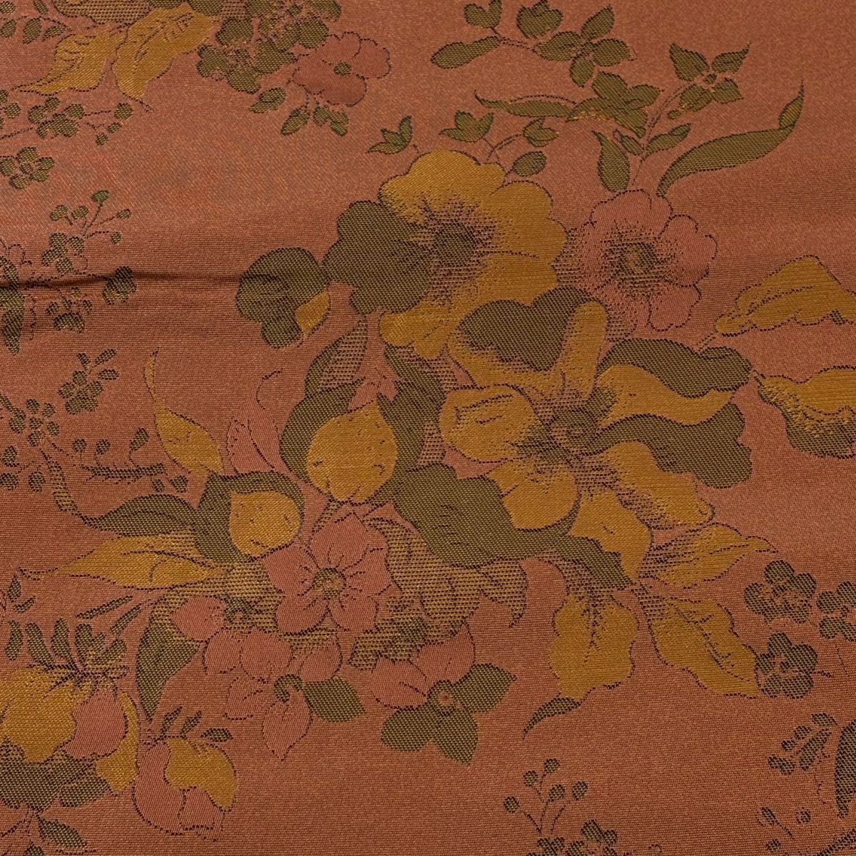 名古屋帶 優品級 關西仕立 草花紋 枝花 金金箔 茶 純蠶絲
