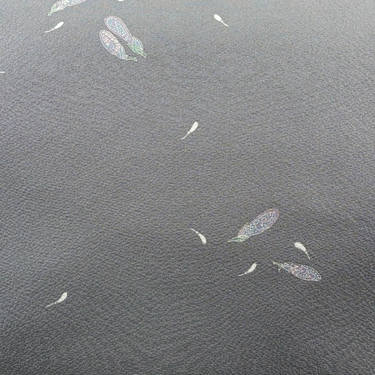 【美品】 開口名古屋帶 優品級 茄子 唐辛子 縮緬 灰紫 純蠶絲