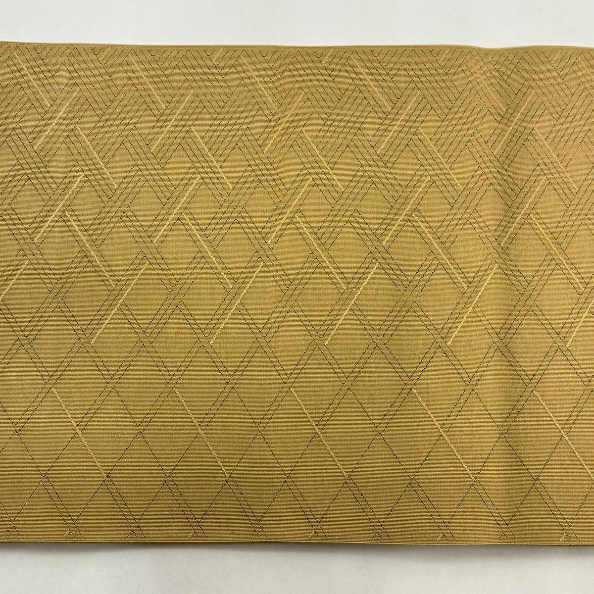 【美品】 名古屋帶 優品級 八寸名古屋帶 松樹葉仕立 網代 菱 薄茶 純蠶絲