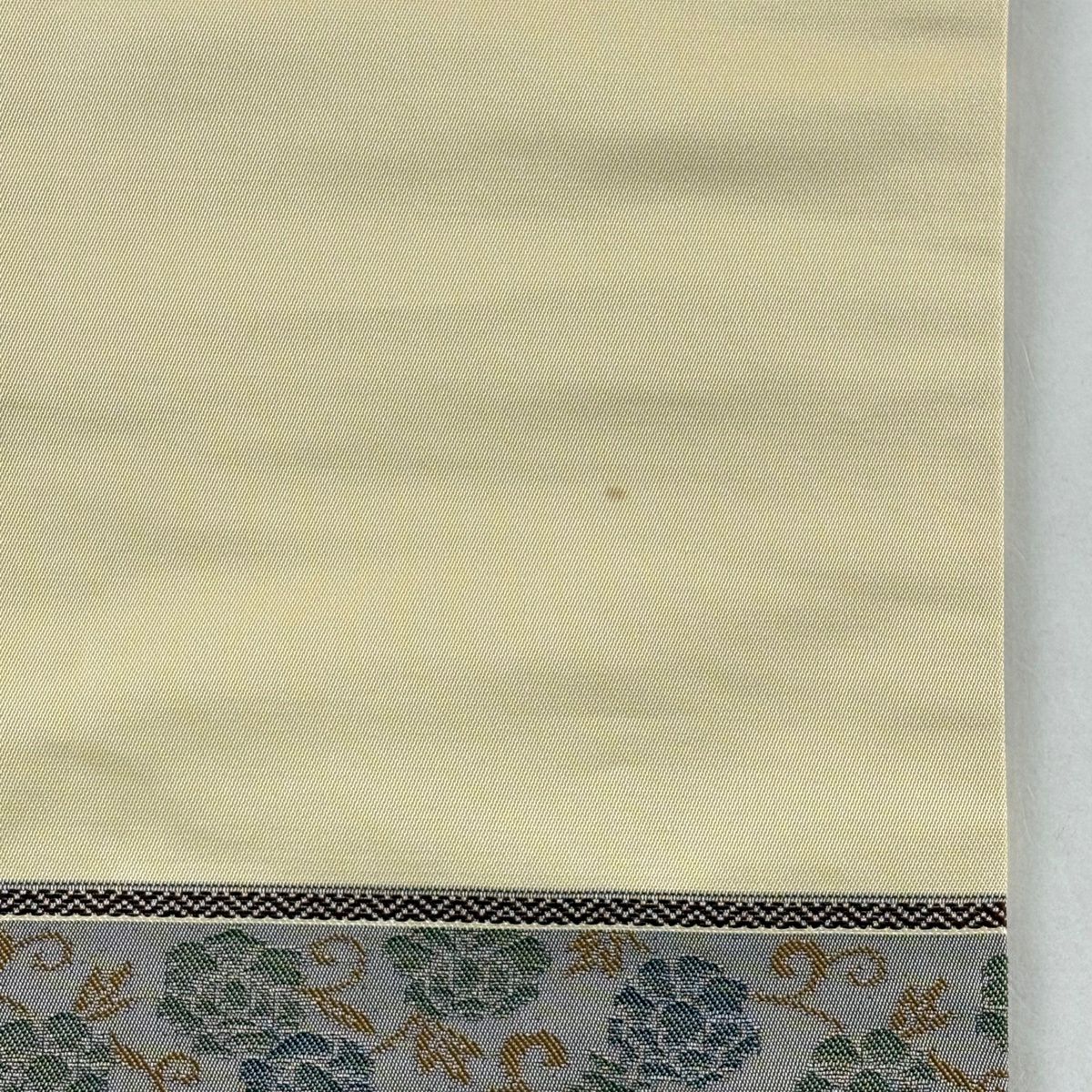 【美品】名古屋帶 優品級 笹蔓 有職紋樣 米色 純蠶絲