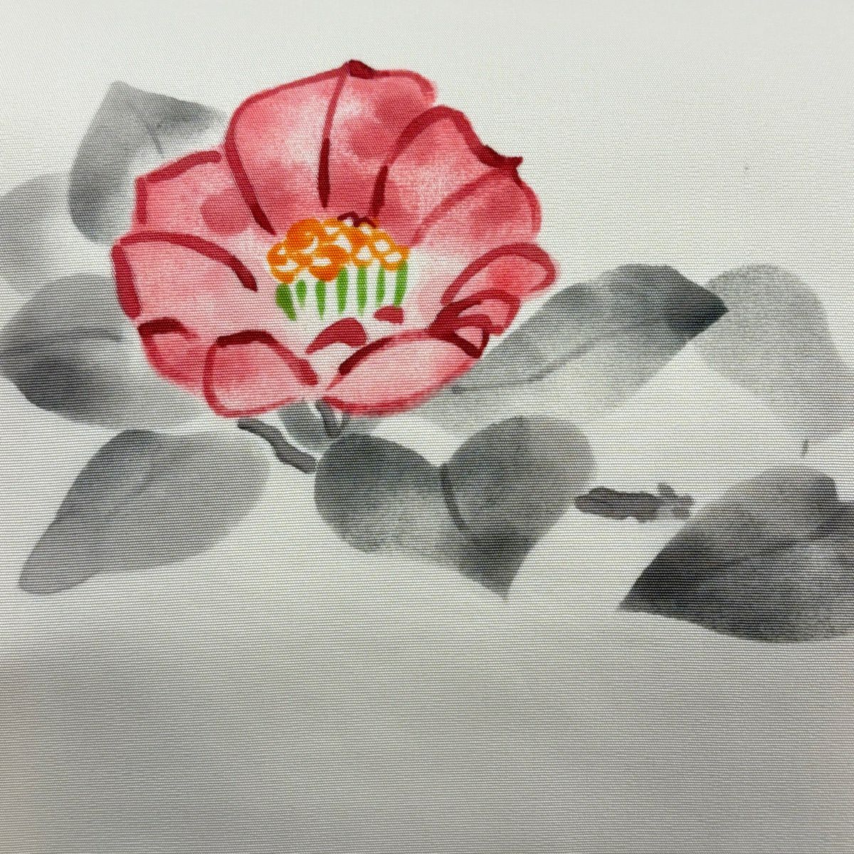 名古屋帶 優品級 附落款 椿 花紋 奶油色 純蠶絲