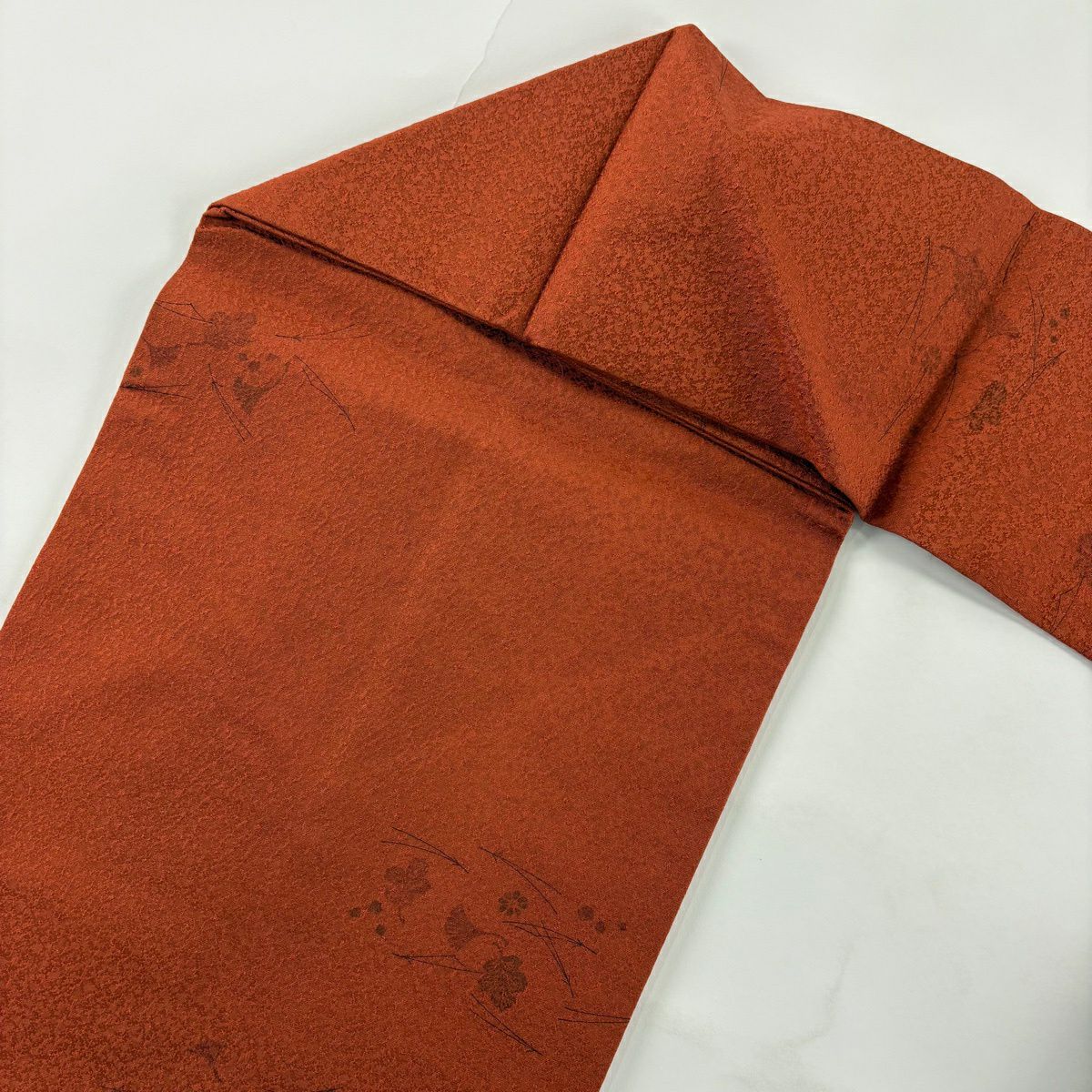 【美品】名古屋帶 優品級 吹寄 紅茶 純蠶絲