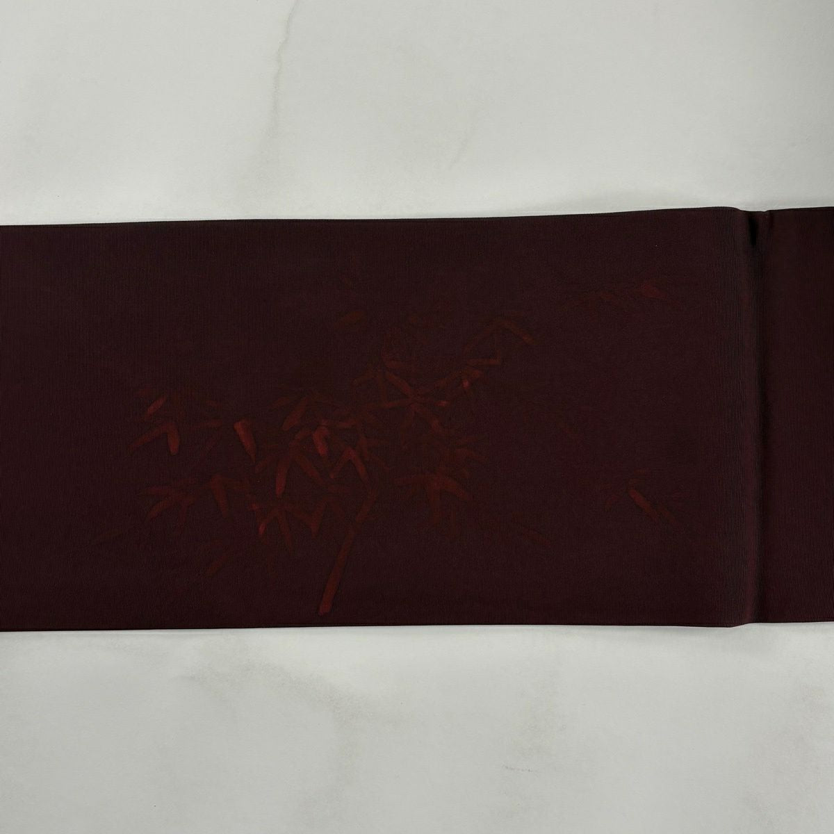 名古屋帶 優品級 竹子 刺繡 濃紫 純蠶絲