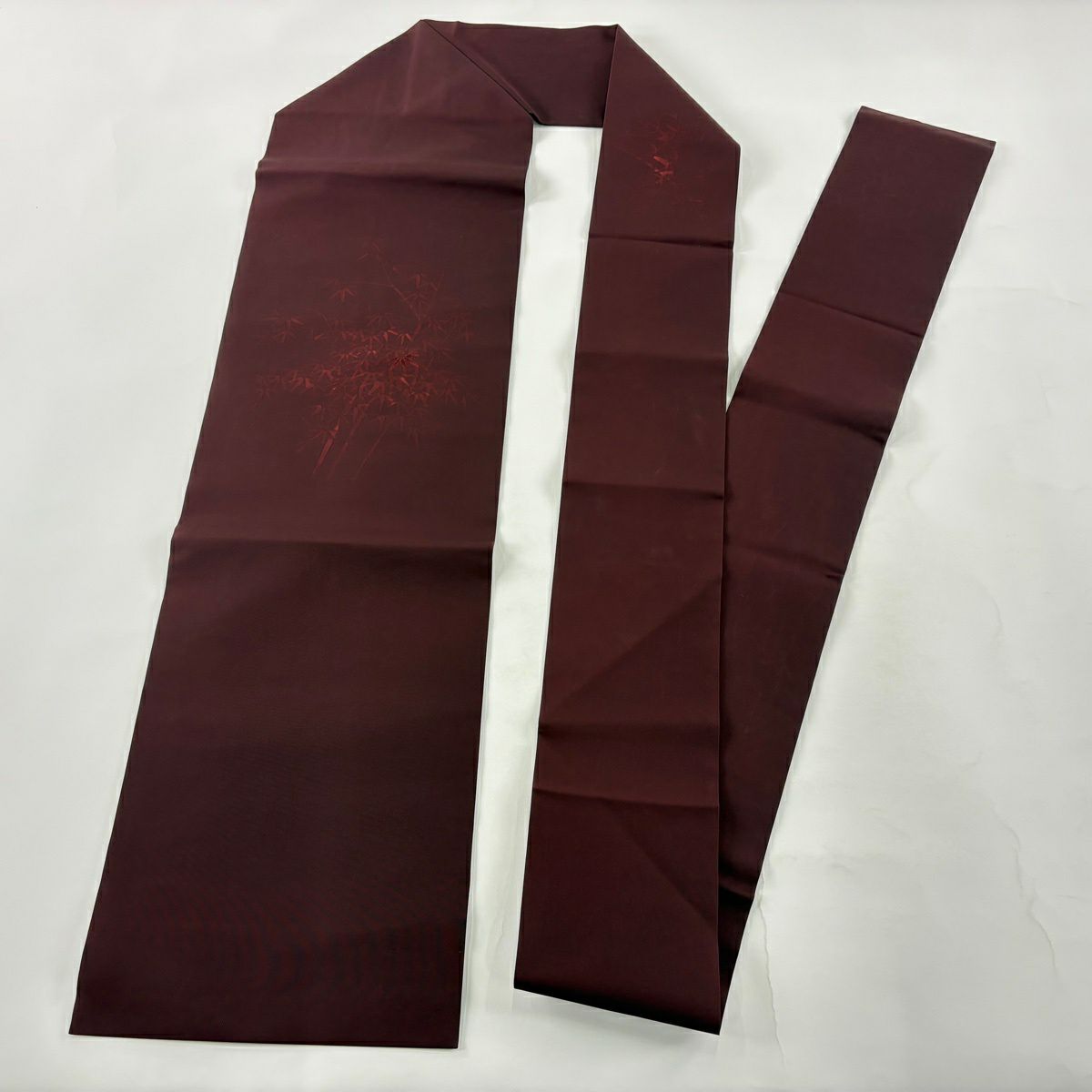 名古屋帶 優品級 竹子 刺繡 濃紫 純蠶絲