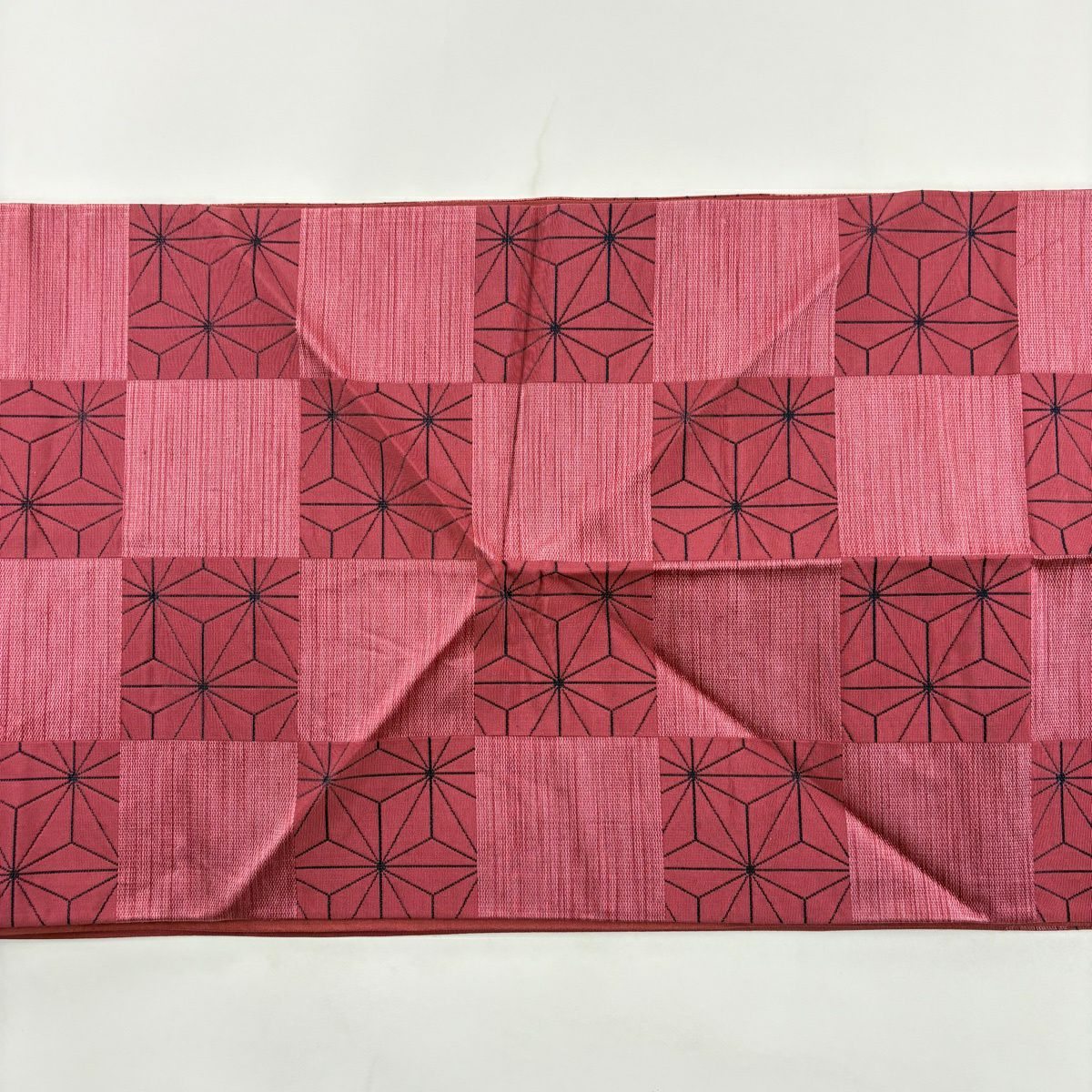袋帶 優品級 關西仕立 市松樹紋 麻葉 紅紫 純蠶絲