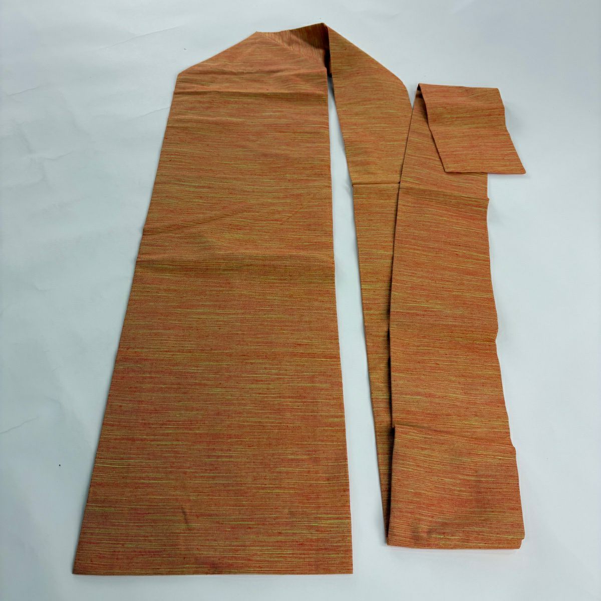 名古屋帶 優品級 條紋 橙色 純蠶絲