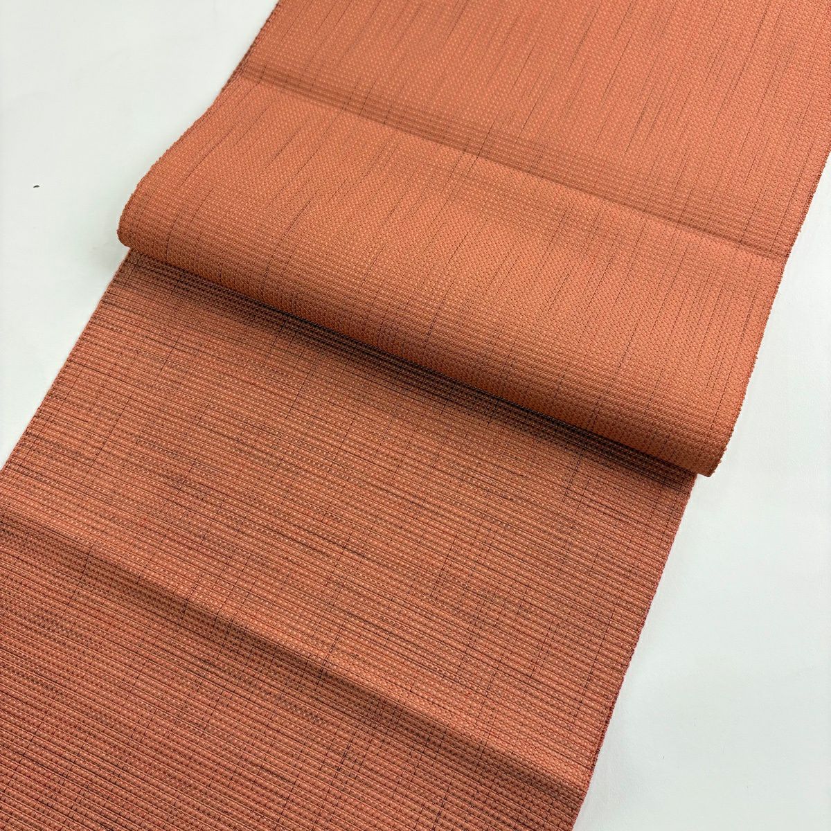 【美品】 開口名古屋帶 優品級 八寸名古屋帶 鮭粉色 純蠶絲