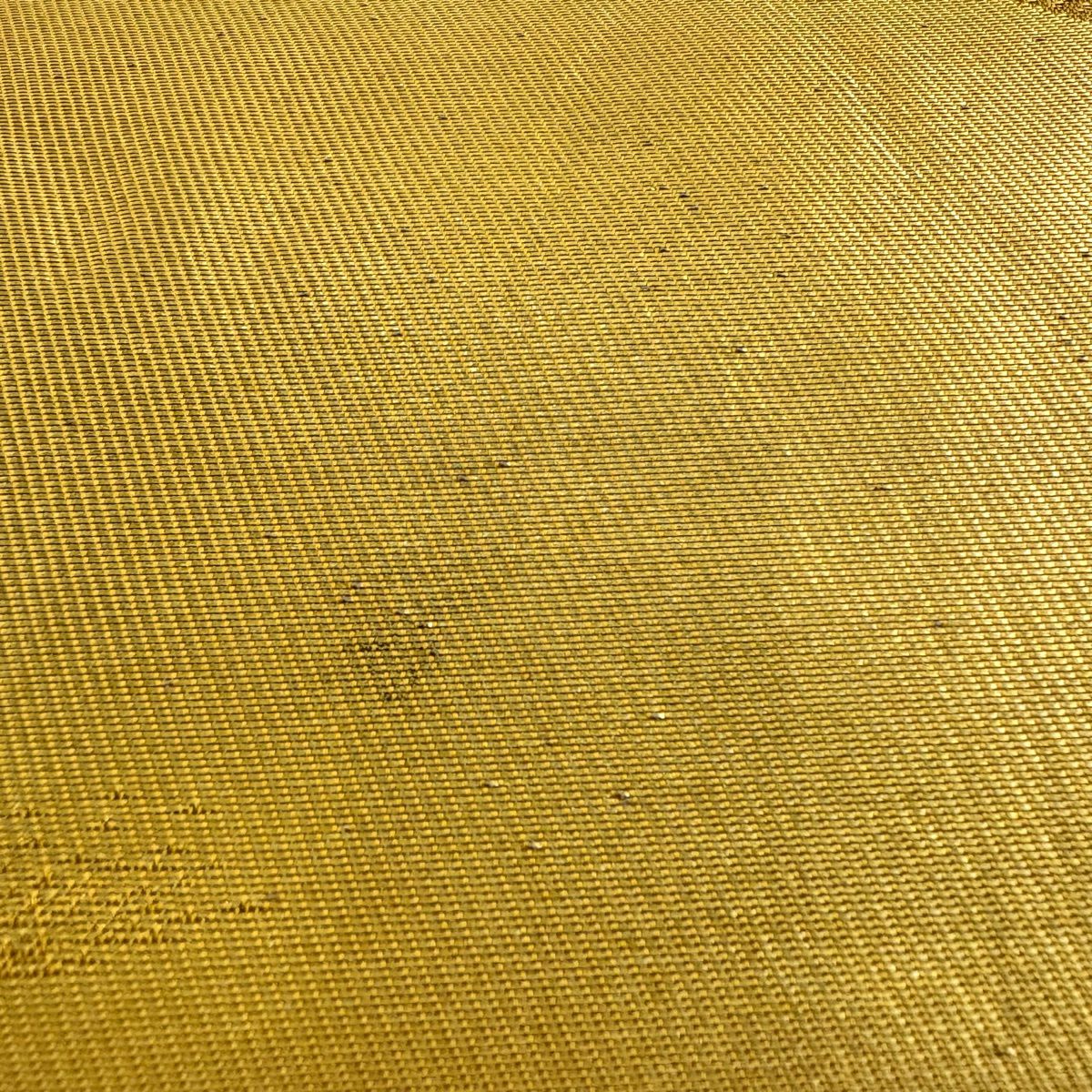 【美品】名古屋帶 優品級 山並 金金箔 芥末色 純蠶絲