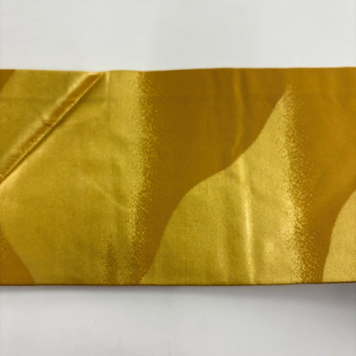 【美品】名古屋帶 優品級 山並 金金箔 芥末色 純蠶絲