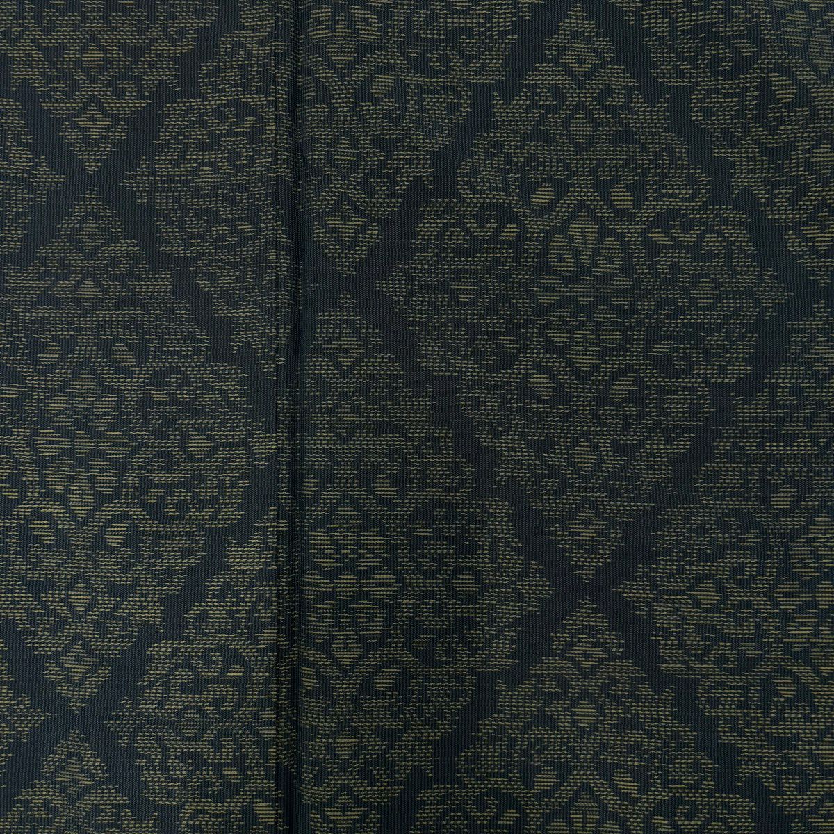 【美品】 紬織 身長157cm 袖長62.5cm S 雙層 菱 唐草紋 青綠 純蠶絲 優品級