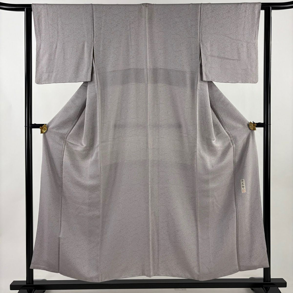 小紋 身長153.5cm 袖長62.5cm S 雙層 落款 草花紋紋 淡紫 純蠶絲 優品級