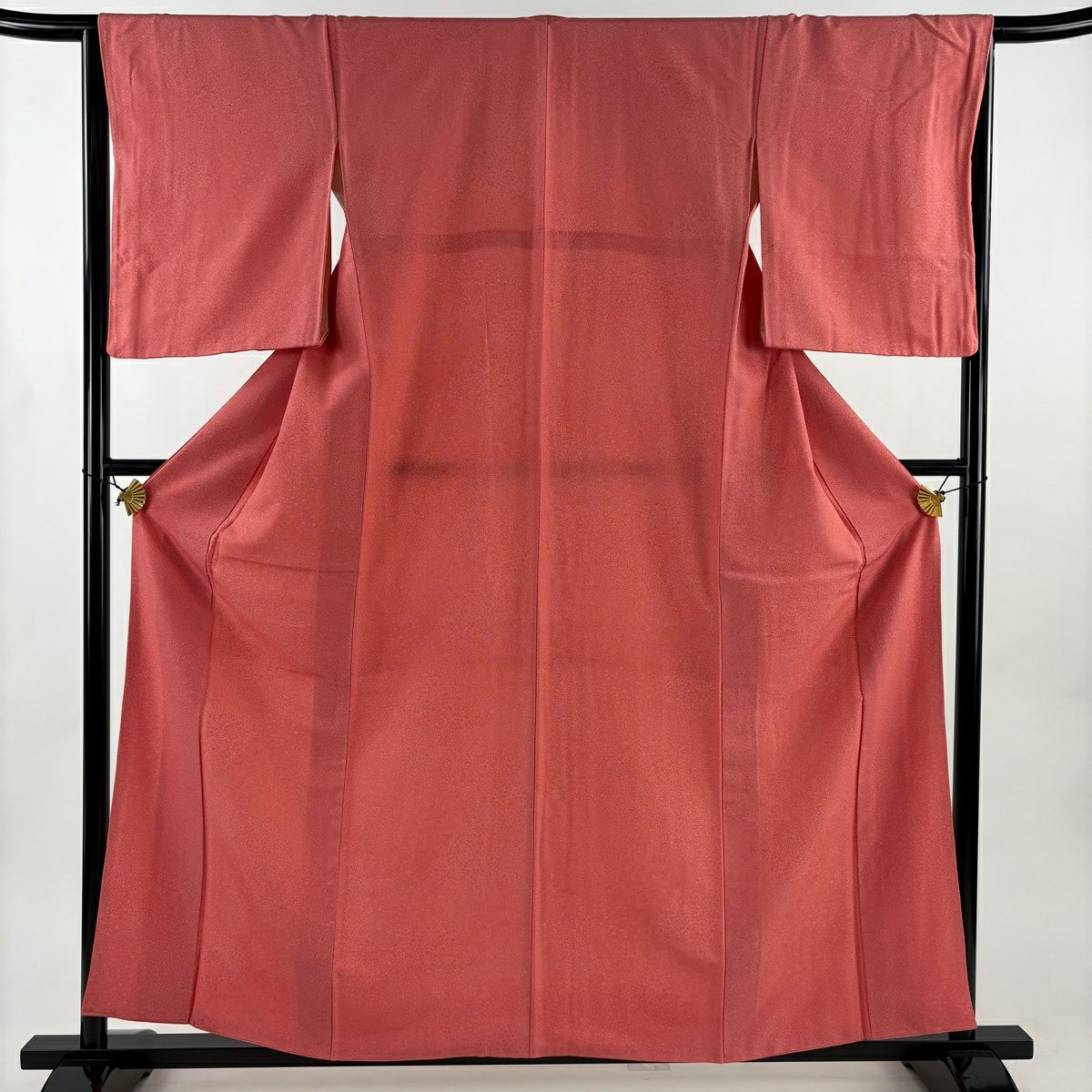 【美品】 江戶小紋 身長159cm 袖長65.5cm M 雙層 寄せ紋 鮭粉色 純蠶絲 優品級
