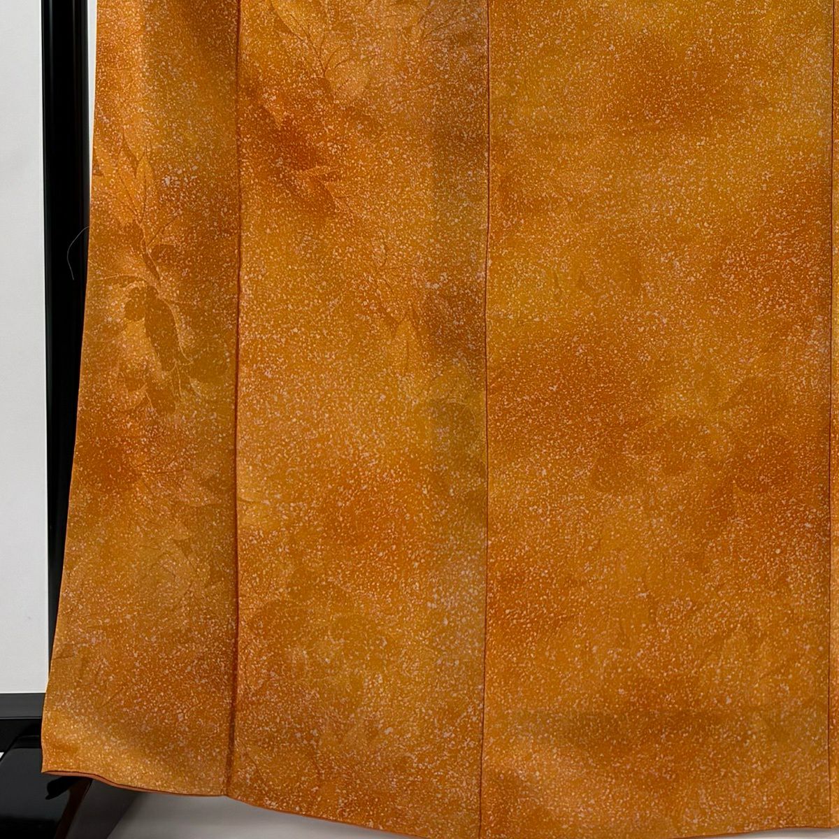 【美品】 小紋 身長168.5cm 袖長66cm M 雙層 幾何學 漸層圖案 橙色 純蠶絲 優品級