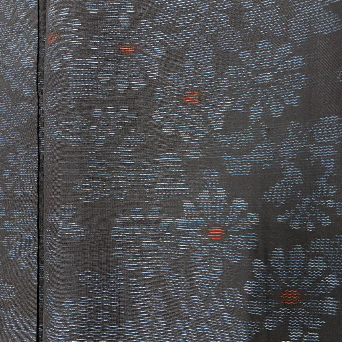 紬織 身長153.5cm 袖長63cm S 雙層 菊花 深藍 純蠶絲 優品級