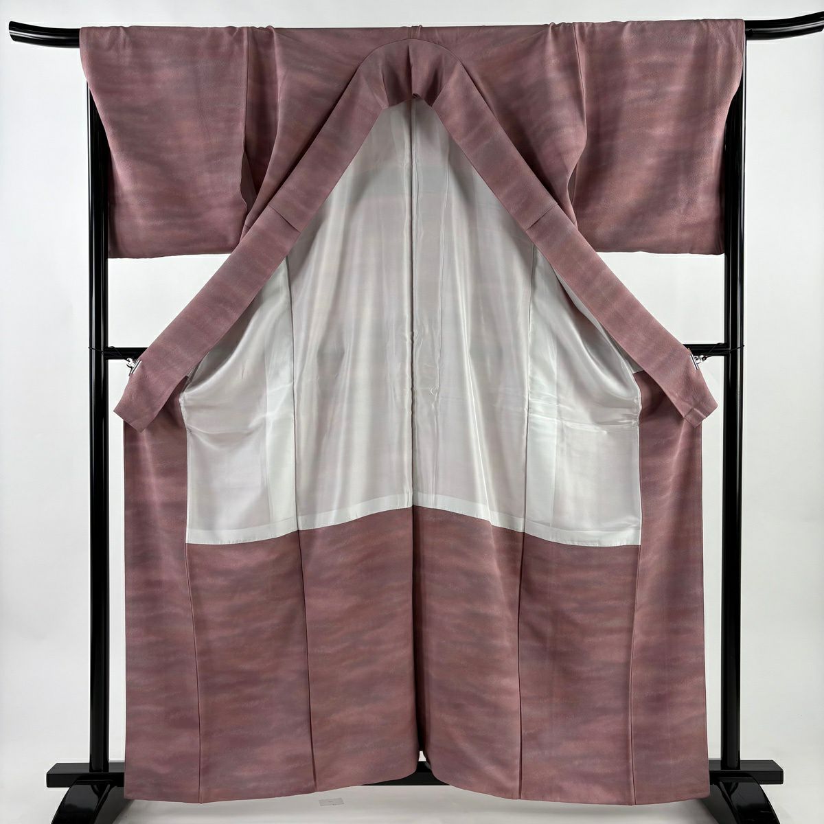【美品】 小紋 身長162cm 袖長68cm L 雙層 霞 漸層 小豆 純蠶絲 優品級 一つ紋