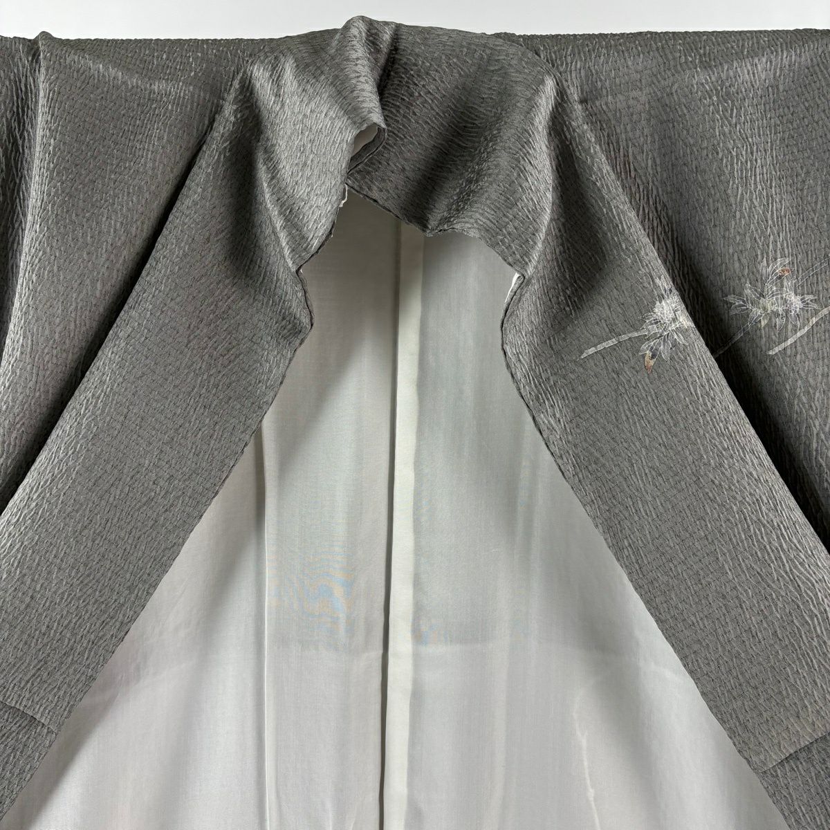 【美品】訪問服 身長169cm 袖長65cm M 雙層 袋帶套裝 椿 霞 絞染 漸層 灰綠 純蠶絲 優品級