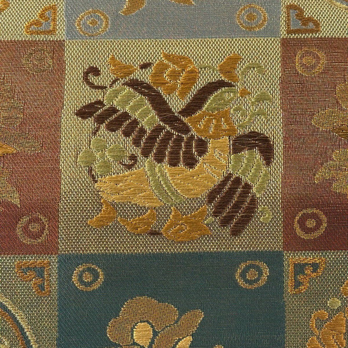 【美品】 袋帶 名品級 正倉院華紋 花喰鳥 金絲 刺繡 金 六通 純蠶絲