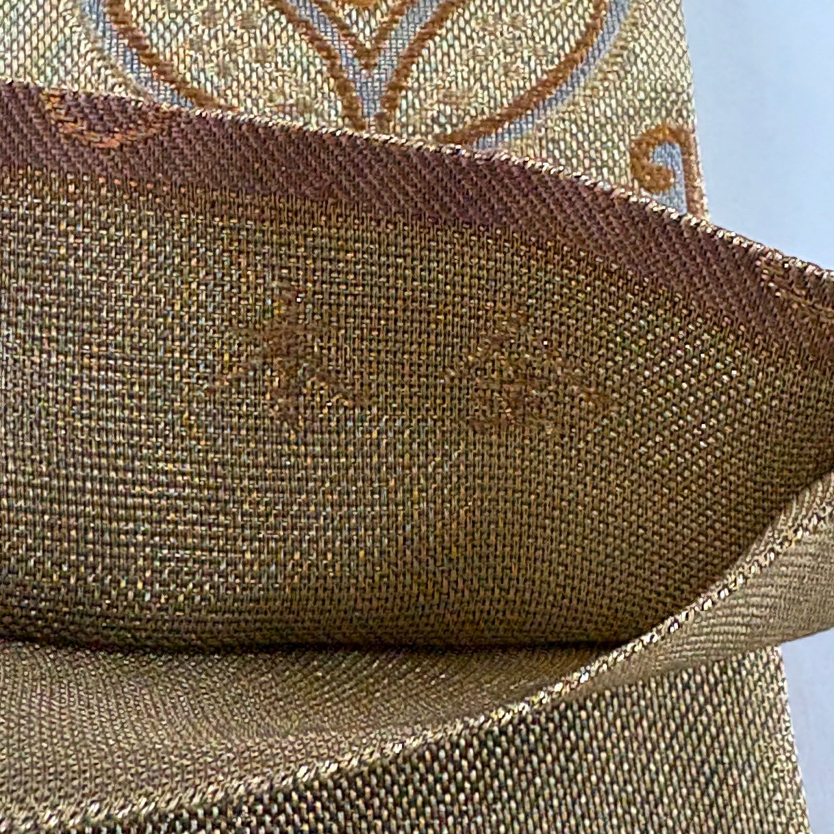 【美品】 袋帶 名品級 正倉院華紋 花喰鳥 金絲 刺繡 金 六通 純蠶絲