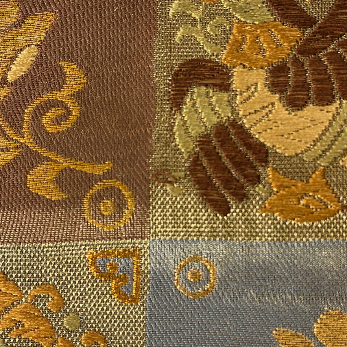 【美品】 袋帶 名品級 正倉院華紋 花喰鳥 金絲 刺繡 金 六通 純蠶絲