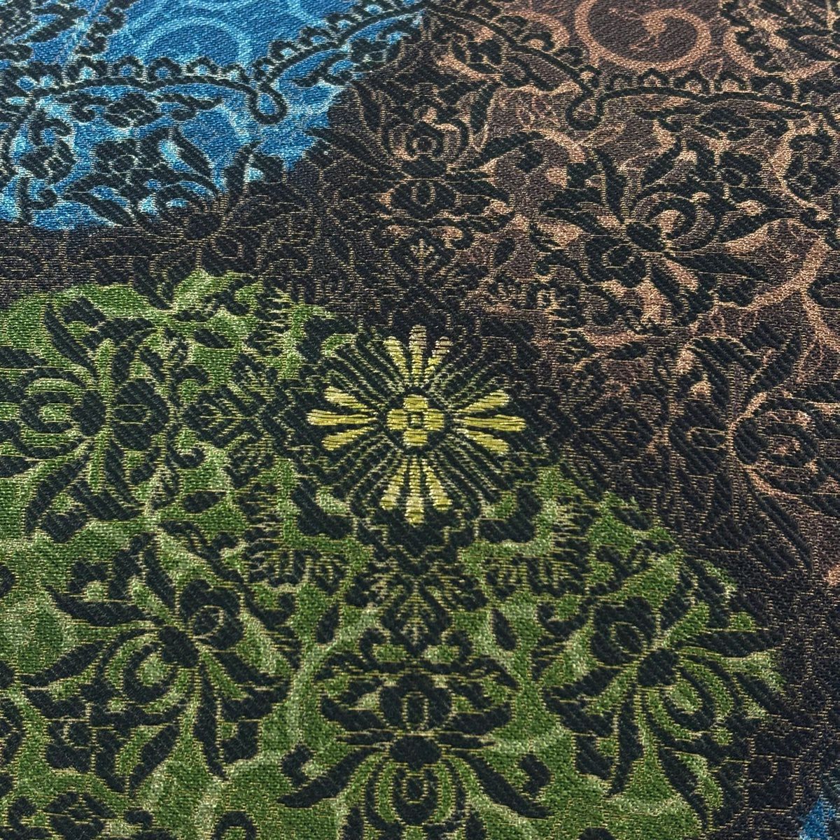 【美品】 袋帶 名品級 華紋 唐草紋 金絲 墨 全通 純蠶絲
