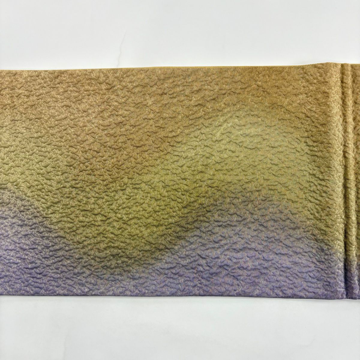 【美品】 袋帶 名品級 幾何學圖案 辻花染樣式 金銀線 灰綠色 お太鼓圖案 純蠶絲