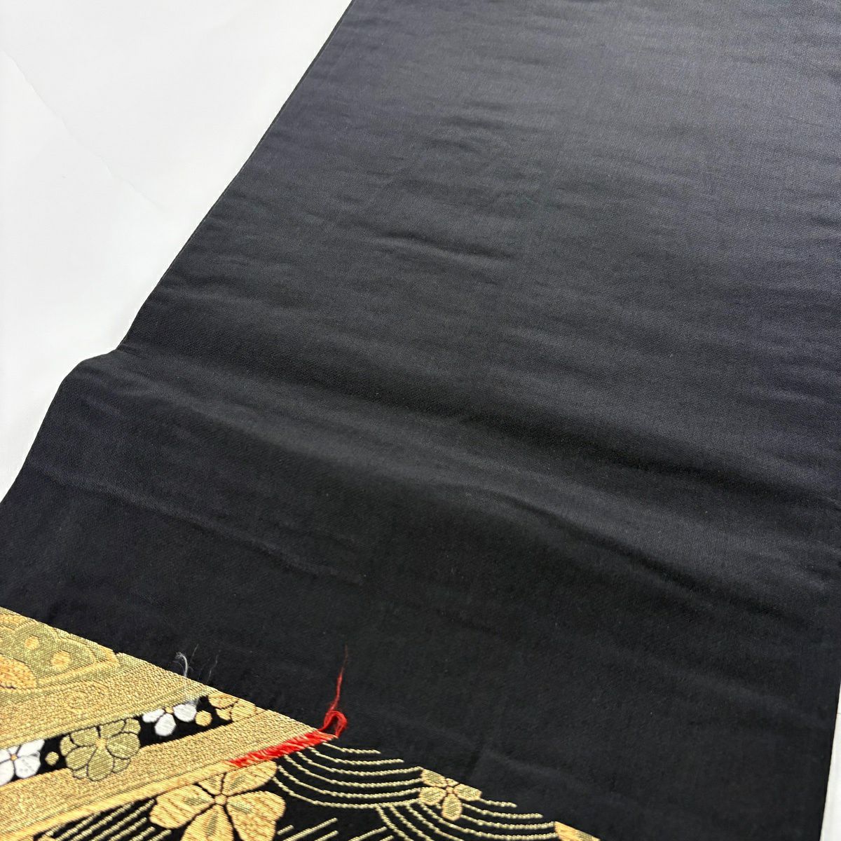 袋帶 秀品級 都貴和 蝶 流水 唐織 金金箔 黑 六通 純蠶絲