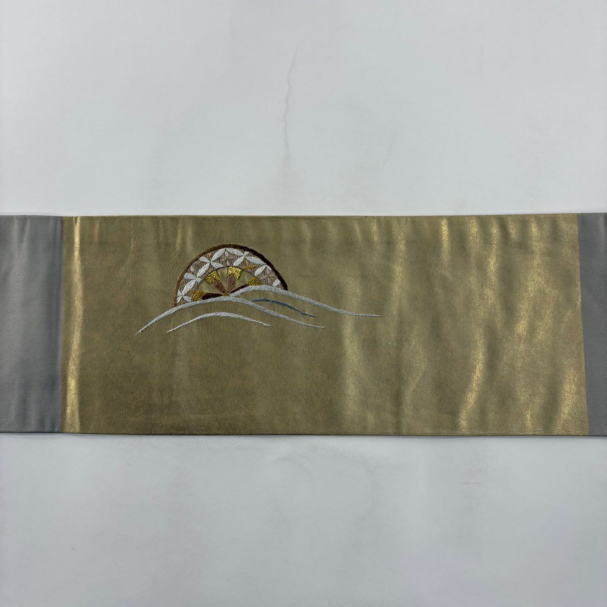 名古屋帶 秀品級 片輪車 櫻花 刺繡 金金箔 金純蠶絲