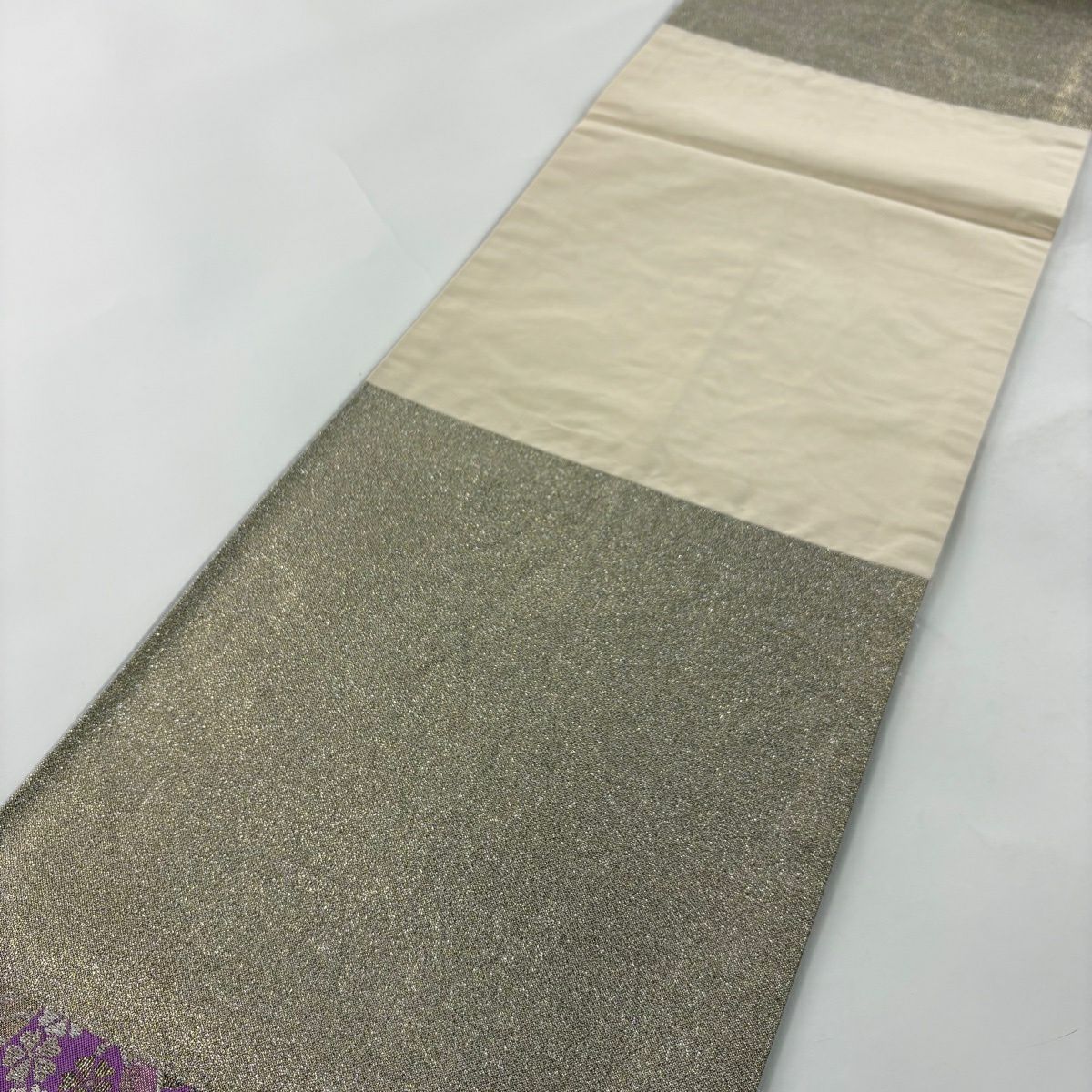 【美品】 袋帶 秀品級 櫻花 金金箔 金色 六通 純蠶絲