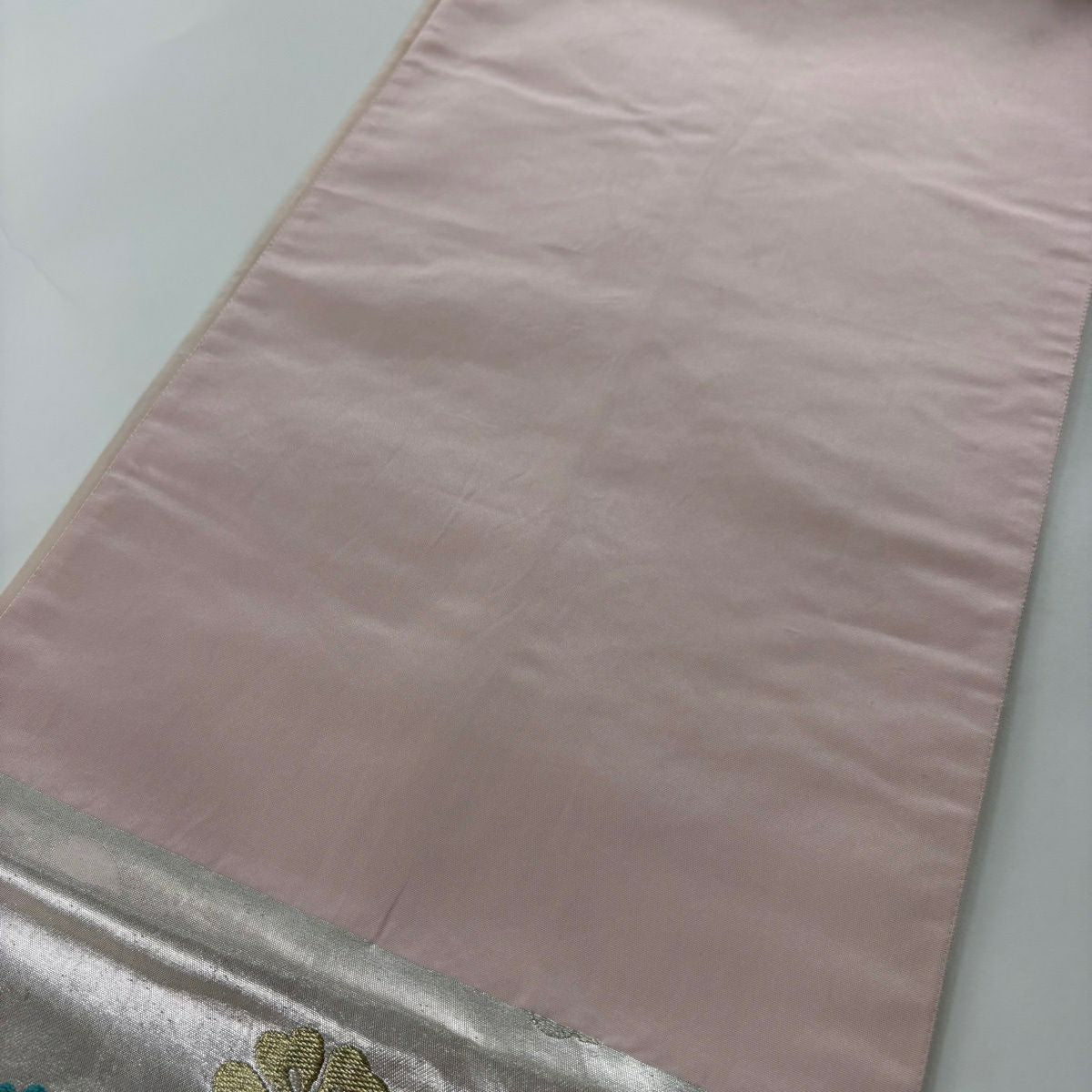 【美品】 袋帶 秀品級 櫻花花瓣 唐織 金金箔 淺粉色 六通 純蠶絲