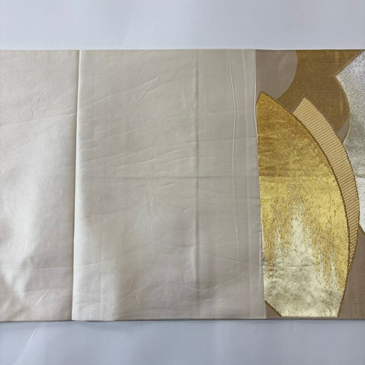 【美品】 袋帶 秀品級 川島織物 落款あり 關西仕立 雙面 金銀彩 金金箔 米色 六通 純蠶絲
