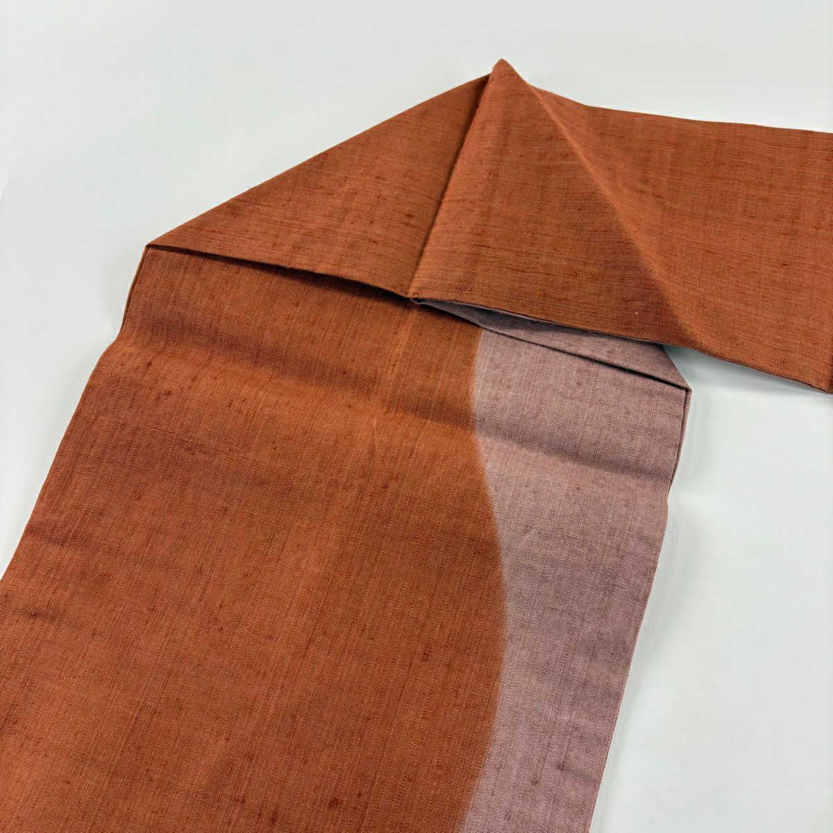 【美品】名古屋帶 秀品級 紬織織 干柿 瓢箪 刺繡 染分 紅茶 純蠶絲