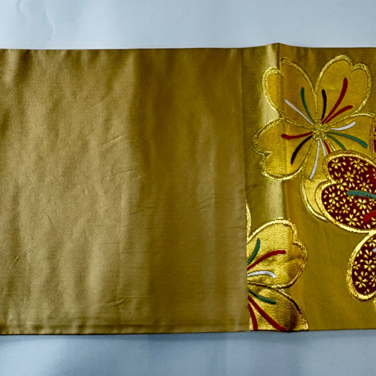 【美品】 袋帶 秀品級 櫻花花瓣 金絲 金金箔 金色 六通 純蠶絲