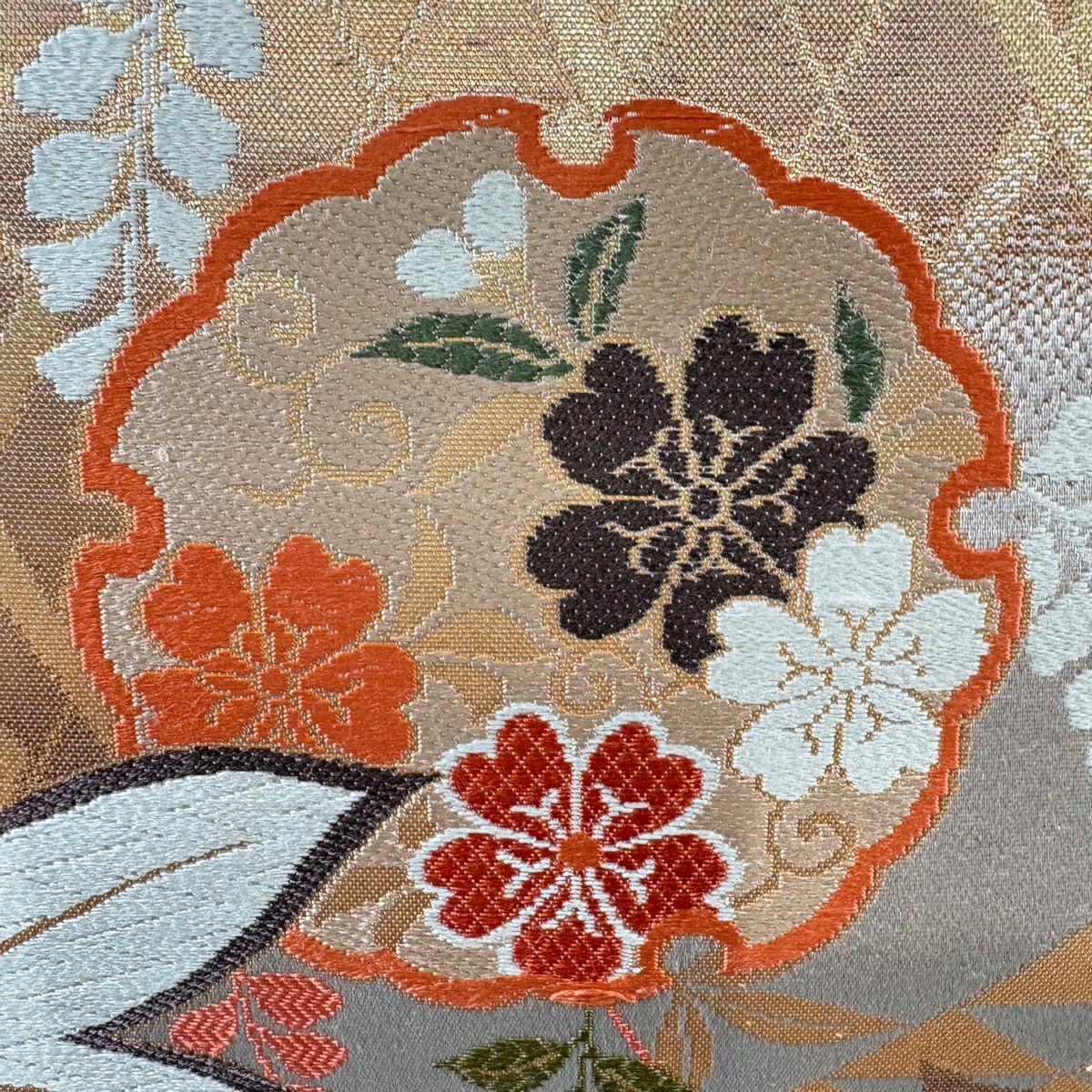 袋帶 秀品級 雪輪 楓 金絲 金金箔 灰茶 六通 純蠶絲