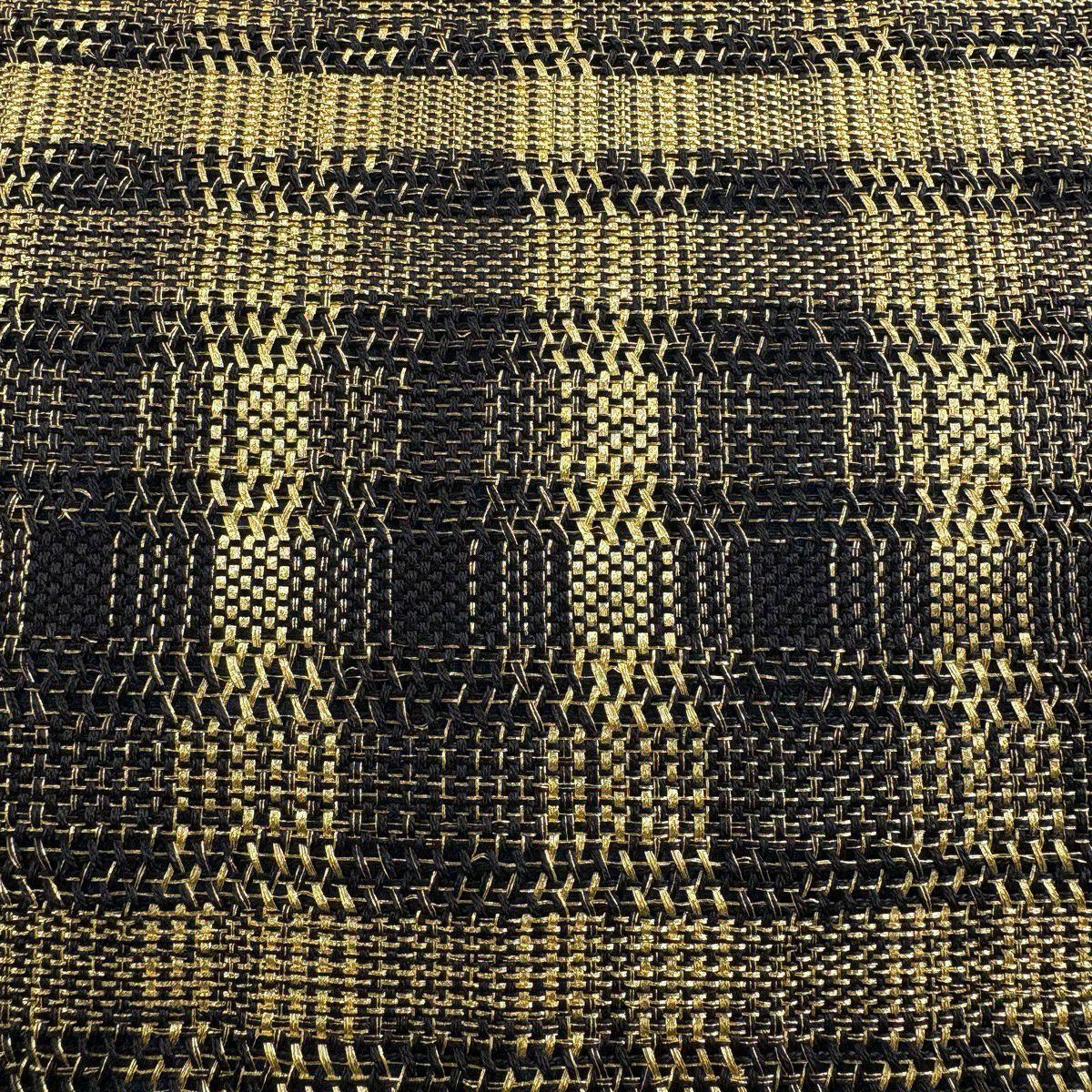 【美品】 袋帶 秀品級 格子 金絲 金色 大鼓圖案 純蠶絲