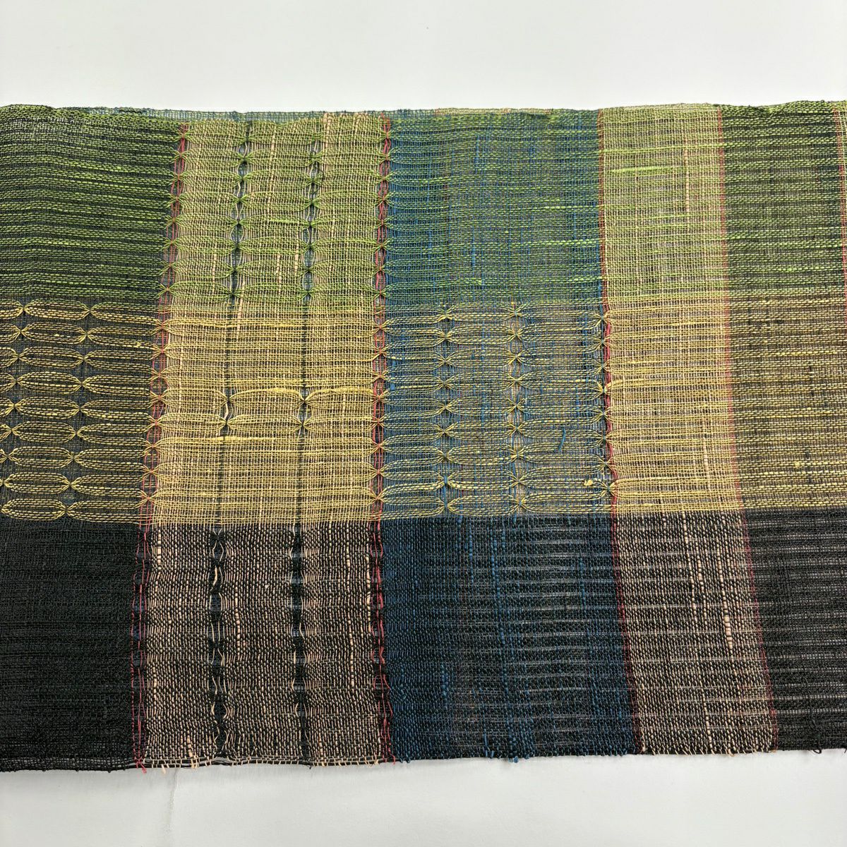 【美品】 名古屋帶 秀品級 夏帶 隧道仕立 雜紋 幾何學 薄茶 純蠶絲
