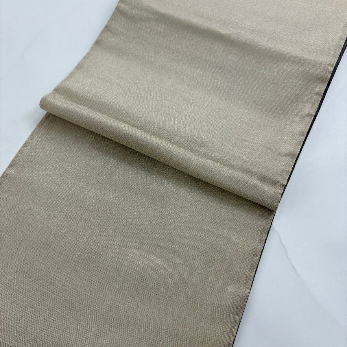 【美品】 袋帶 秀品級 縞 金絲 青灰 紋樣 純蠶絲