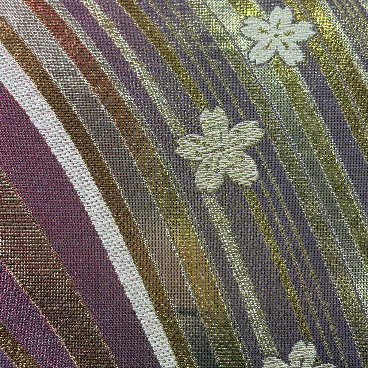 【美品】 袋帶 秀品級 振袖禮服禮服用 櫻花 斜紋 金絲 金金箔 粉色 六通 純蠶絲