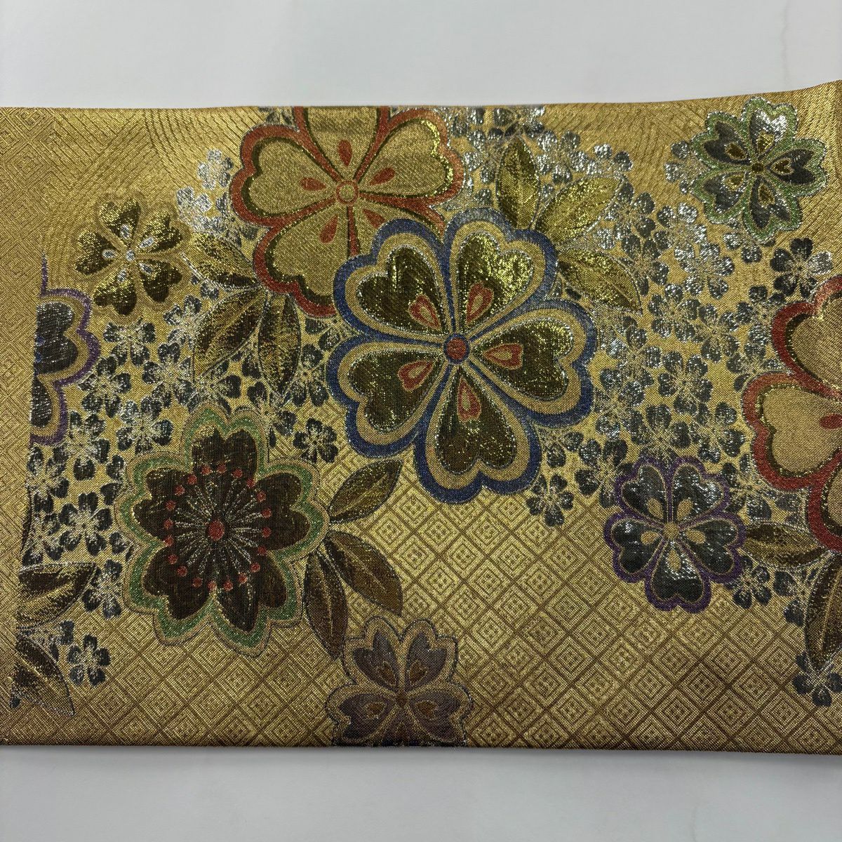 袋帶 秀品級 振袖禮服禮服用 櫻花 金金箔 金色 六通 純蠶絲