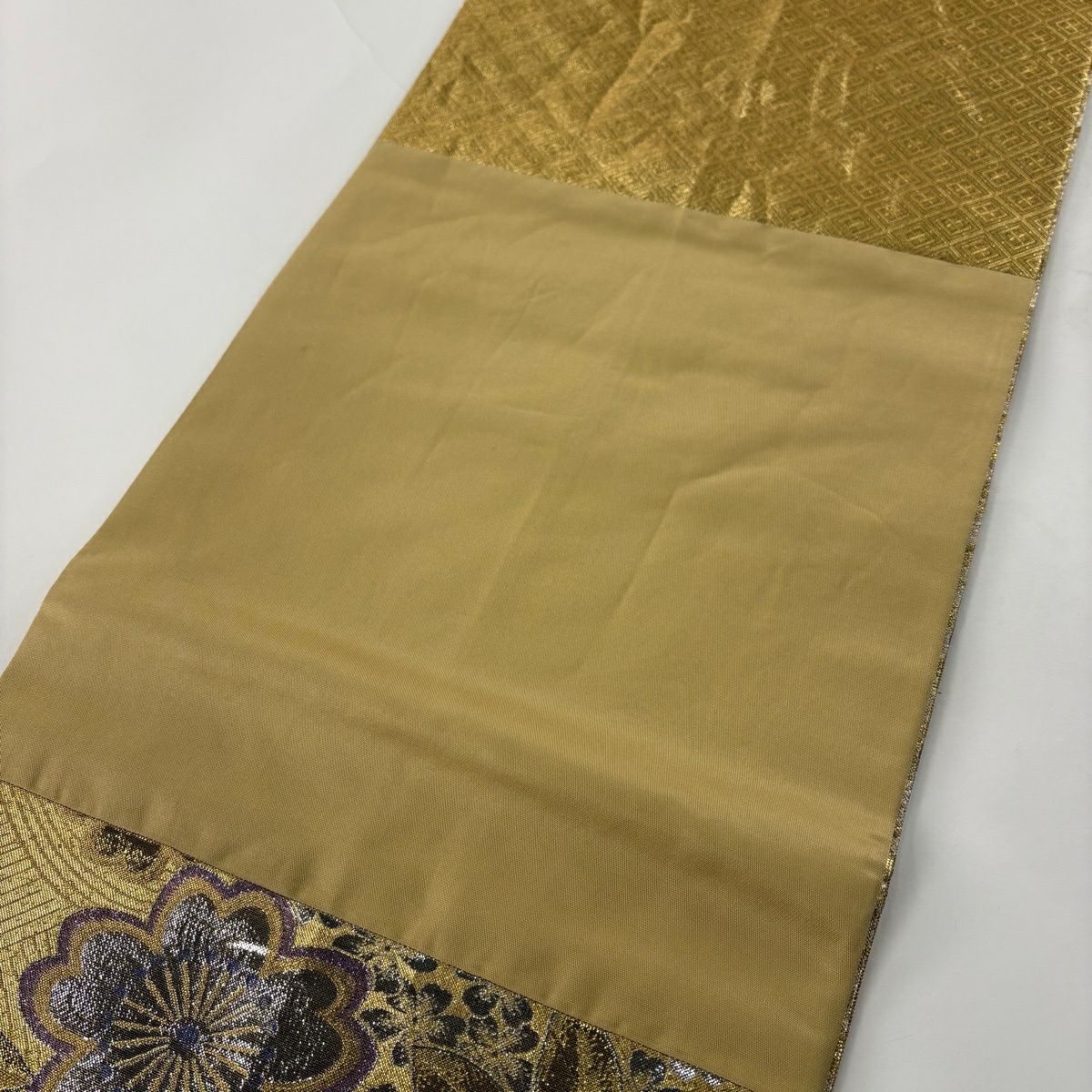 袋帶 秀品級 振袖禮服禮服用 櫻花 金金箔 金色 六通 純蠶絲