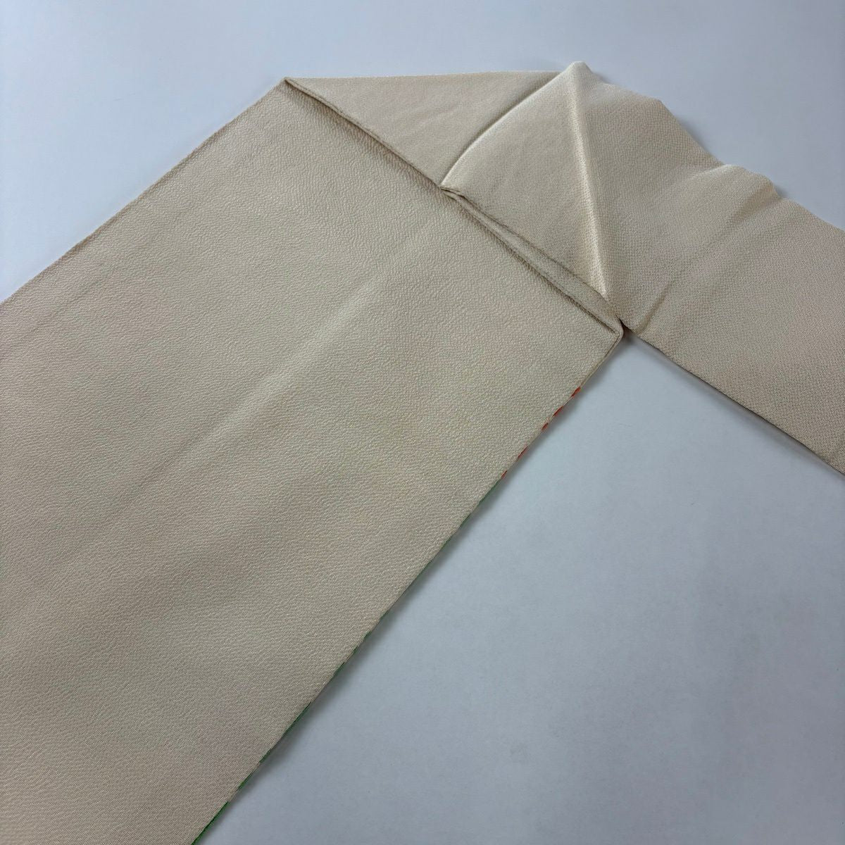 【美品】 名古屋帶 秀品級 麻葉 雲紋 絞織 米色 純蠶絲