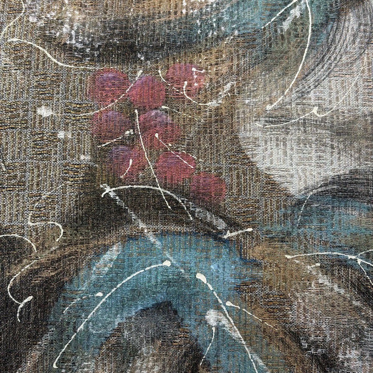 【美品】 袋帶 秀品級 葡萄 金絲 金色 大鼓圖案 純蠶絲