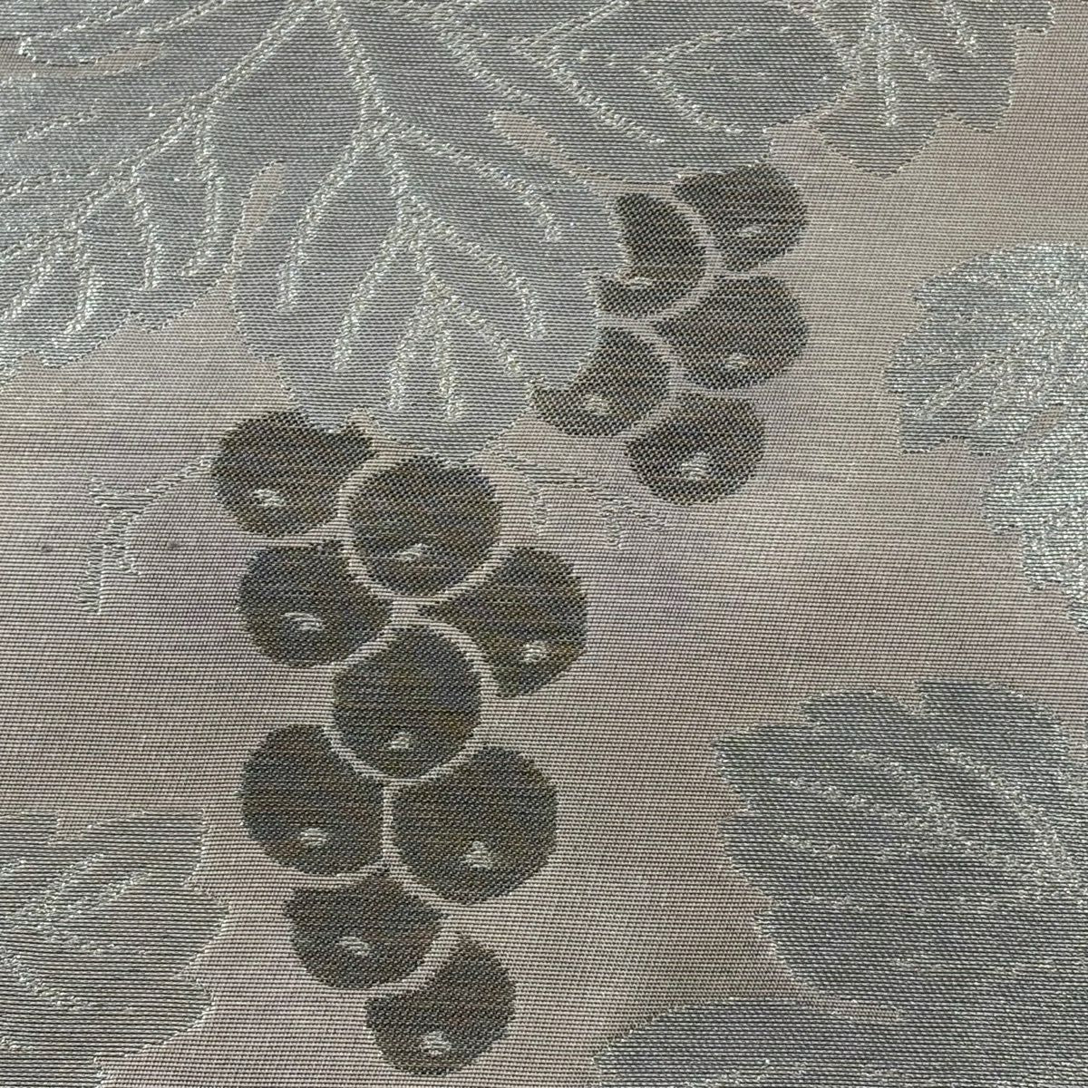 【美品】 名古屋帶 秀品級 葡萄 金銀彩 灰紫 純蠶絲