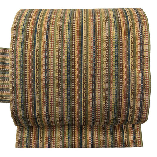 【美品】 名古屋帶 秀品級 條紋 圓文 山吹茶 純蠶絲